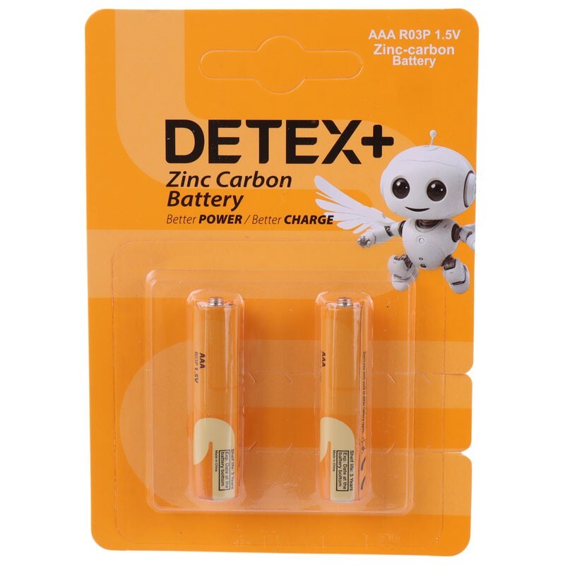 خرید باتری دوتایی نیم قلمی Detex+ Zinc Carbon R03P 1.5V AAA