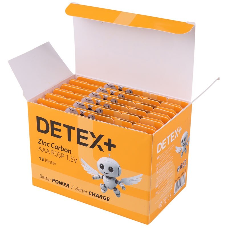 باتری دوتایی نیم قلمی Detex+ Zinc Carbon R03P 1.5V AAA
