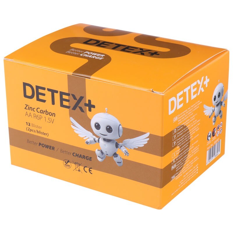 باتری دوتایی قلمی Detex+ Zinc Carbon R6P 1.5V AA