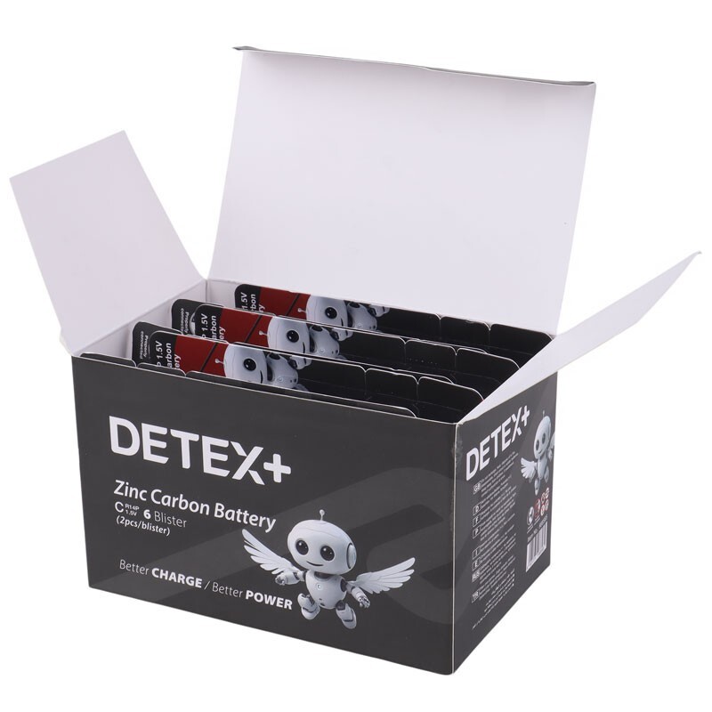 باتری دوتایی متوسط Detex+ Zinc Carbon R14P 1.5V C
