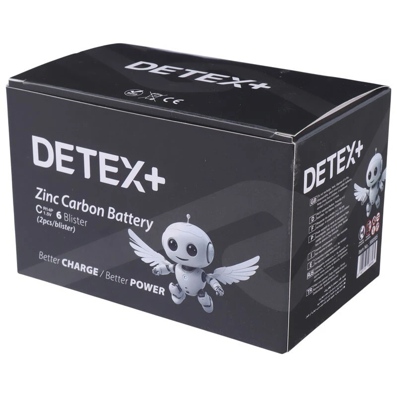 باتری دوتایی متوسط Detex+ Zinc Carbon R14P 1.5V C