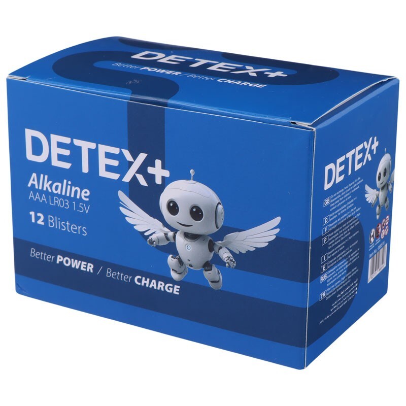 باتری دوتایی نیم قلمی Detex+ Alkaline LR03 1.5V AAA