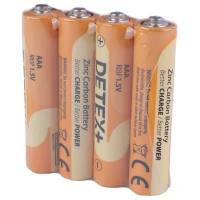 باتری چهار تایی نیم قلمی Detex+ Zinc Carbon R03P 1.5V AAA بسته 24 عددی شرینک