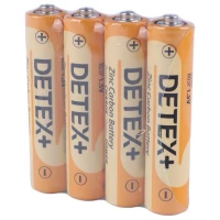 باتری چهارتایی نیم قلمی Detex+ Zinc Carbon R03P 1.5V AAA بسته 12 عددی شرینک