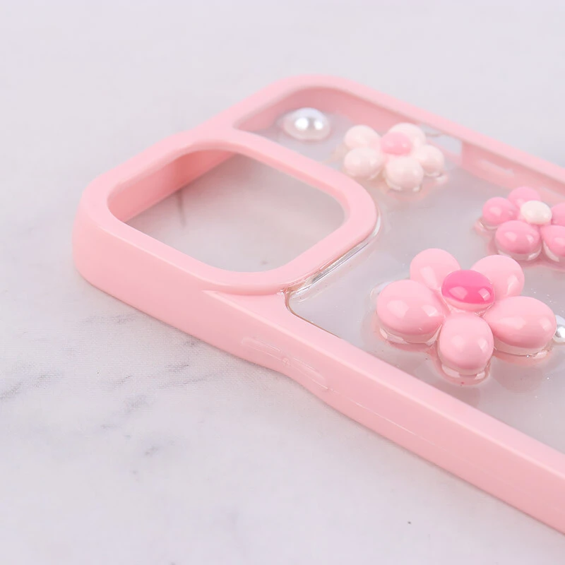 قاب اکلیلی آیفون iPhone 13 Pro Max نرگس صورتی برجسته