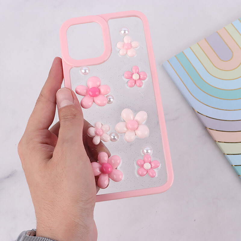قاب اکلیلی آیفون iPhone 12 Pro Max نرگس صورتی برجسته
