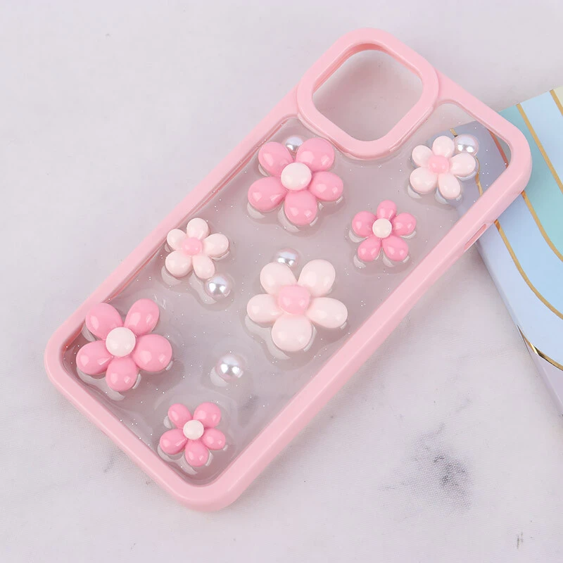 قاب اکلیلی آیفون iPhone 13 / 14 نرگس صورتی برجسته