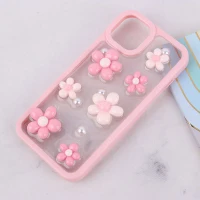 قاب اکلیلی آیفون iPhone 13 / 14 نرگس صورتی برجسته