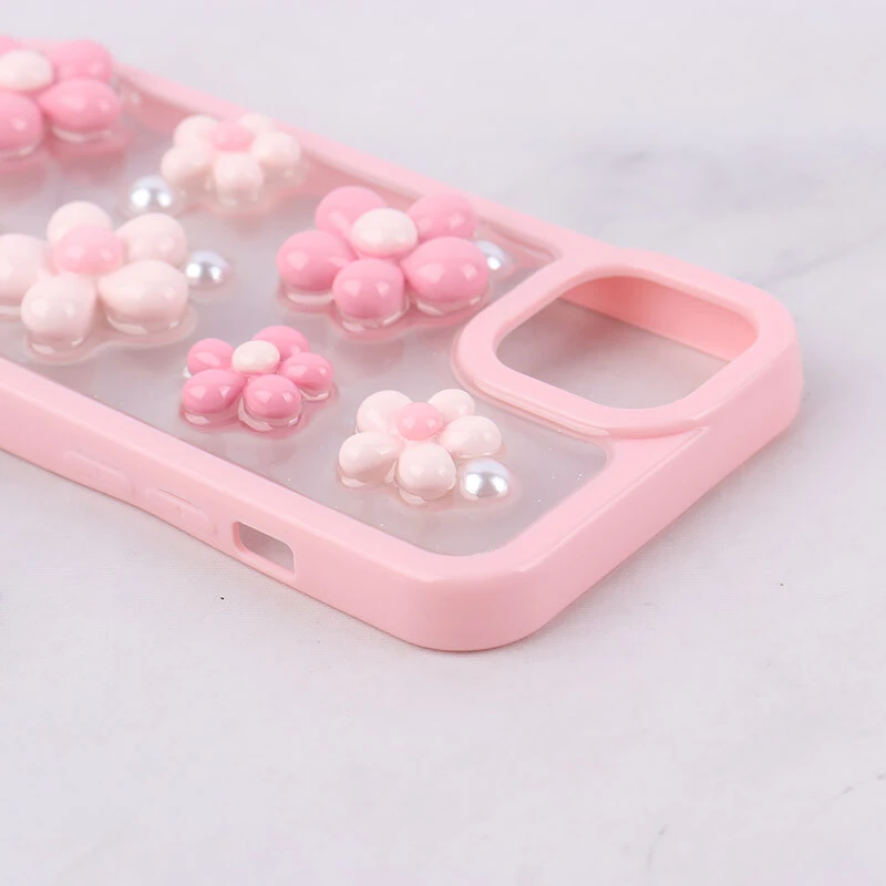 قاب اکلیلی آیفون iPhone 13 / 14 نرگس صورتی برجسته
