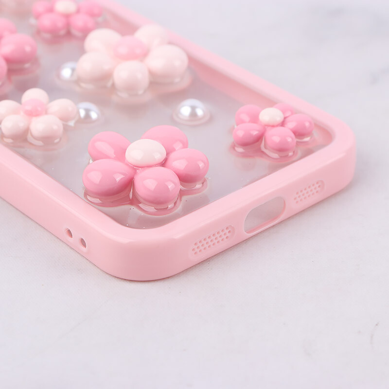 قاب اکلیلی آیفون iPhone 13 / 14 نرگس صورتی برجسته