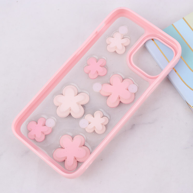 قاب اکلیلی آیفون iPhone 12 / 12 Pro نرگس صورتی برجسته