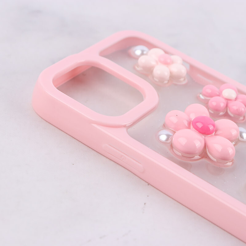 قاب اکلیلی آیفون iPhone 12 / 12 Pro نرگس صورتی برجسته