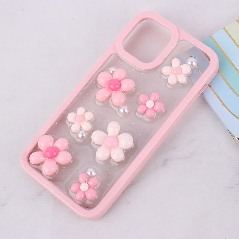 قاب اکلیلی آیفون iPhone 12 / 12 Pro نرگس صورتی برجسته