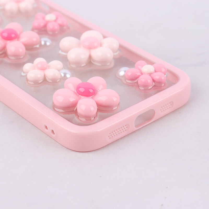 قاب اکلیلی آیفون iPhone 12 / 12 Pro نرگس صورتی برجسته