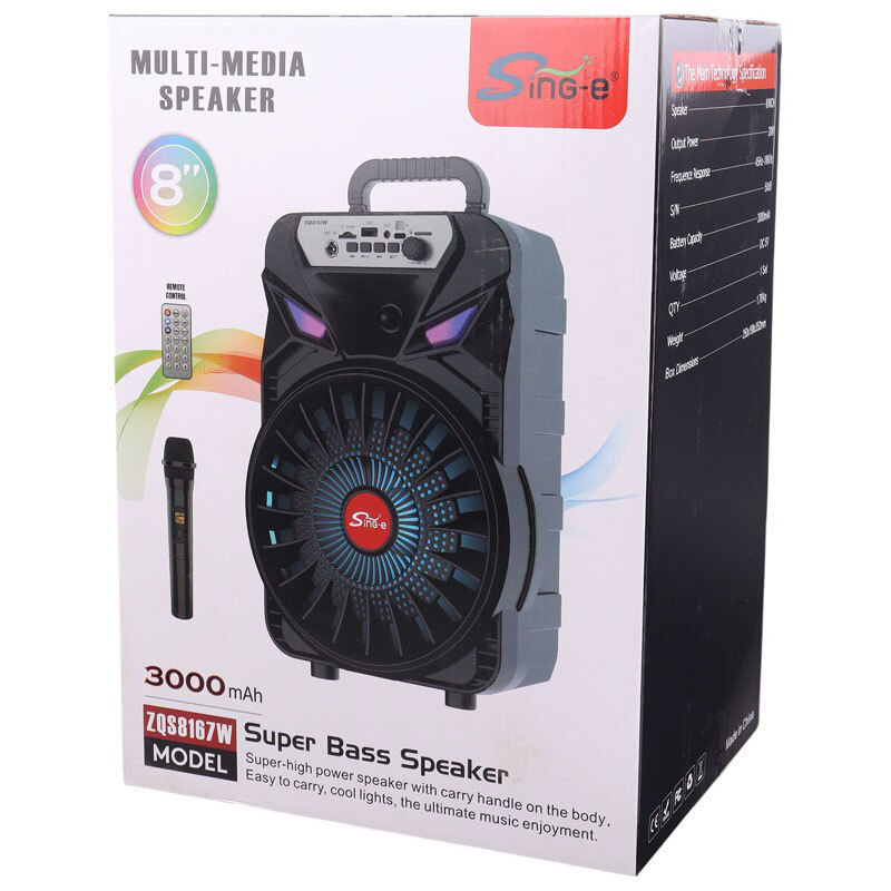 اسپیکر بلوتوثی سینگ ای ZQS8167W + میکروفون و ریموت کنترل
