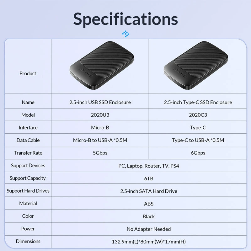 باکس هارد 2.5 اینچی HDD/SSD اوریکو 2020U3-V1