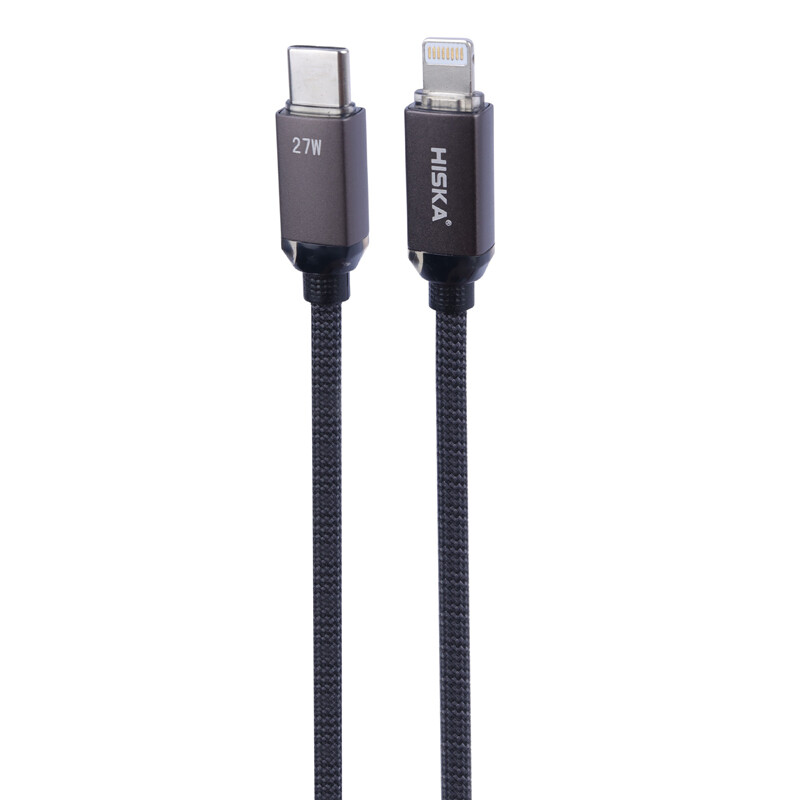 کابل تبدیل فست شارژ Hiska LX-801CL Type-C To Lightning QC3.0 PD 3A 27W 1m