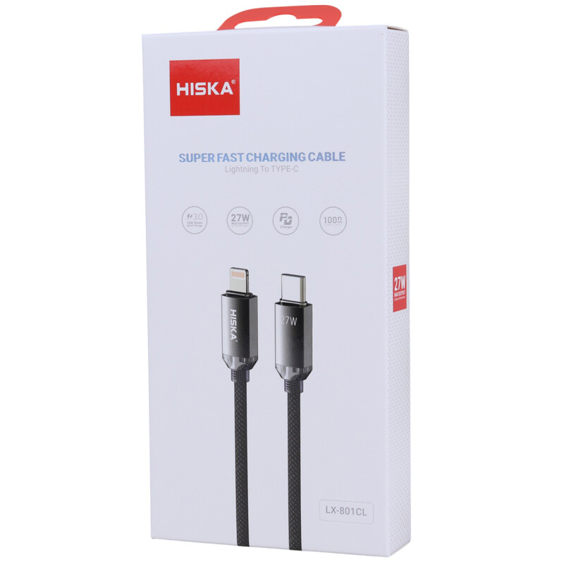 کابل تبدیل فست شارژ Hiska LX-801CL Type-C To Lightning QC3.0 PD 3A 27W 1m