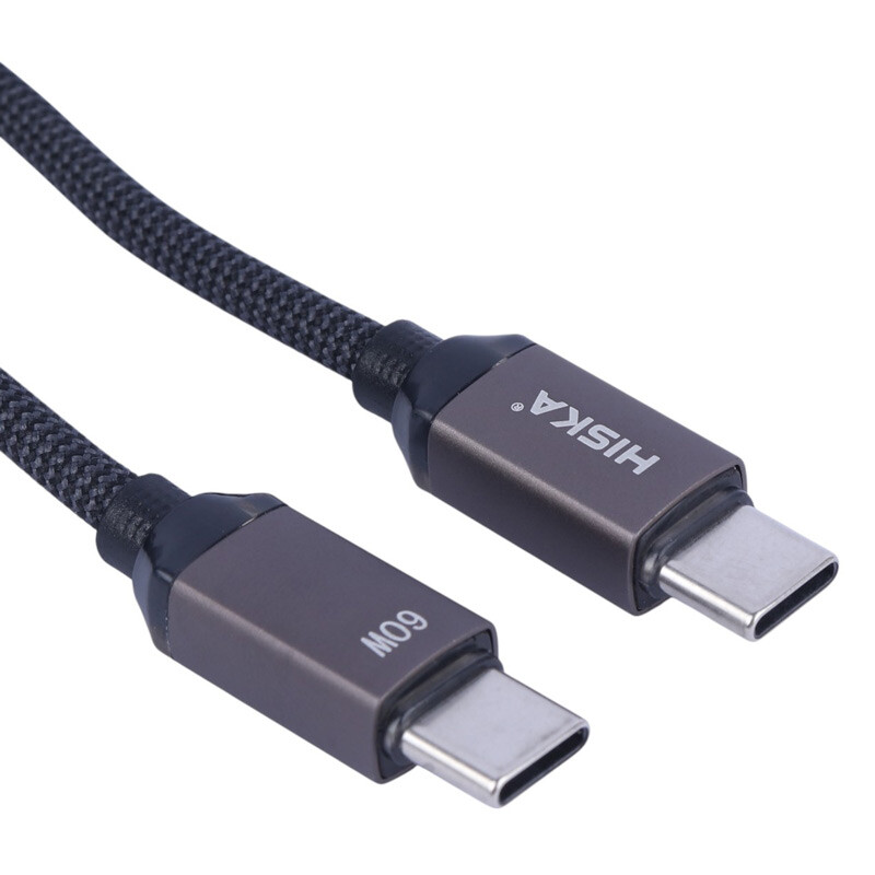 کابل تبدیل فست شارژ Hiska LX-801CC Type-C to Type-C QC3.0 PD 5A 60W 1m