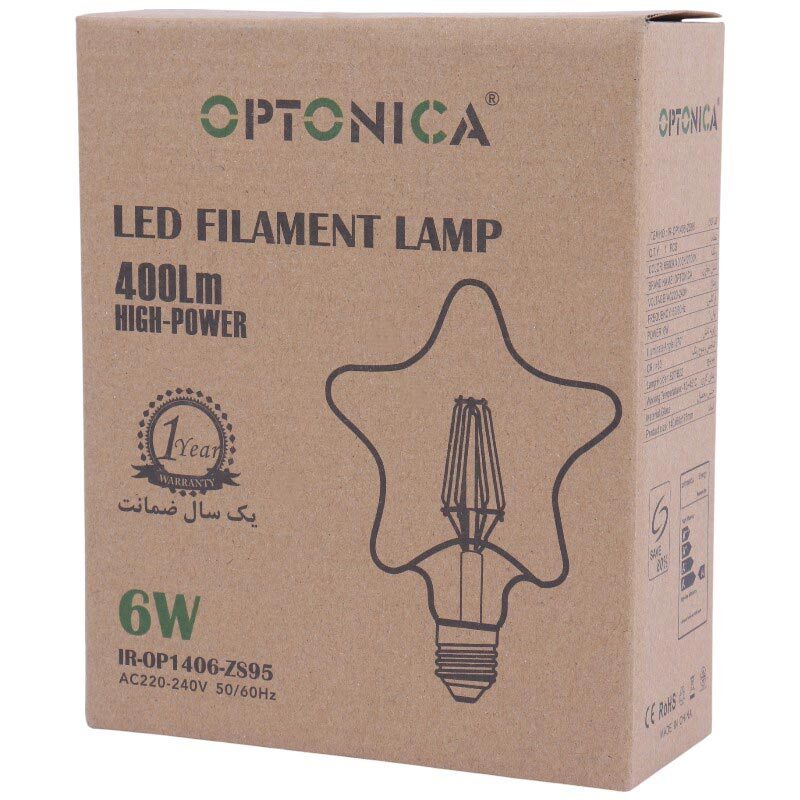 لامپ فیلامنتی ستاره ای 6 وات اپتونیکا IR-OP1406-ZS95 پایه E27