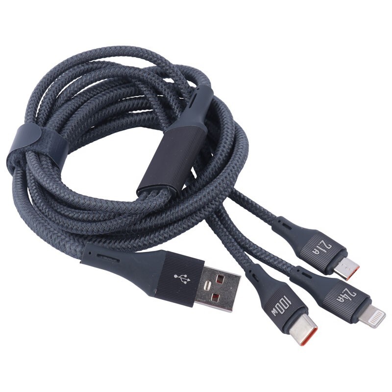کابل 3 سر فست شارژ Ldnio LC97U 2.4A 100W 1.2m