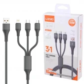 کابل سه سر فست شارژ 100 وات الدینیو LC97U طول 1.2 متر