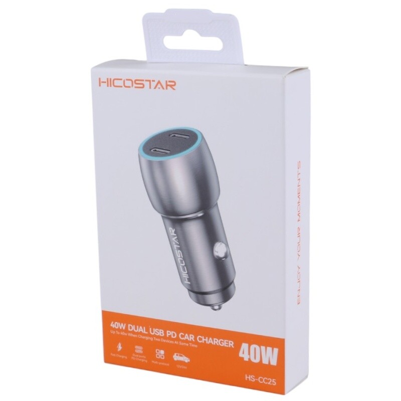 شارژر فندکی فست شارژ Hicostar HS-CC25 3A PD 20W