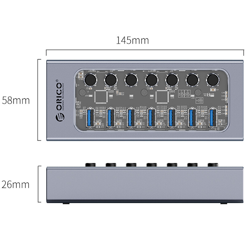 هاب 7 پورت USB 3.0 اوریکو AT2U3-7AB
