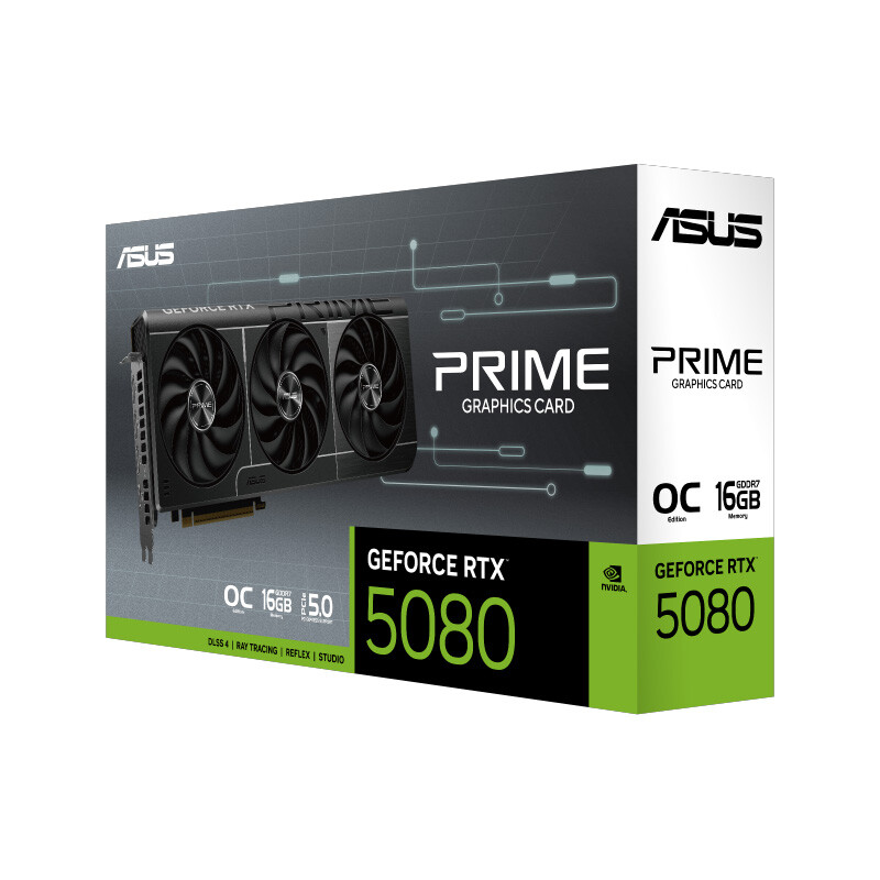 کارت گرافیک ASUS PRIME GeForce RTX 5080 OC Edition 16GB GDDR7 256Bit
