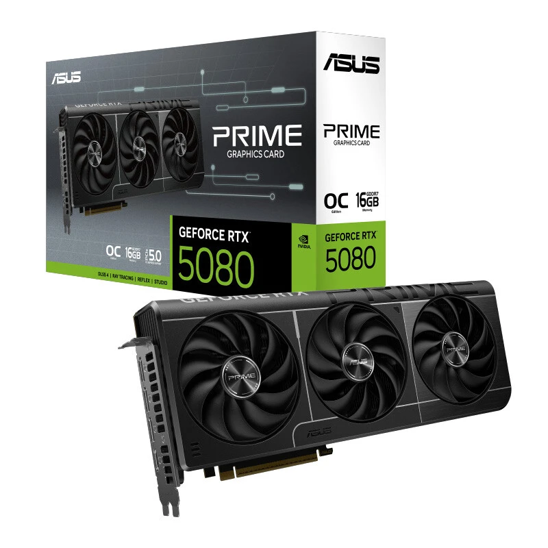 کارت گرافیک ASUS PRIME GeForce RTX 5080 OC Edition 16GB GDDR7 256Bit