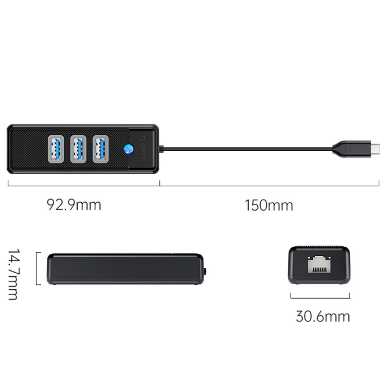 هاب 4 پورت Type-C اوریکو PW3UR-C3