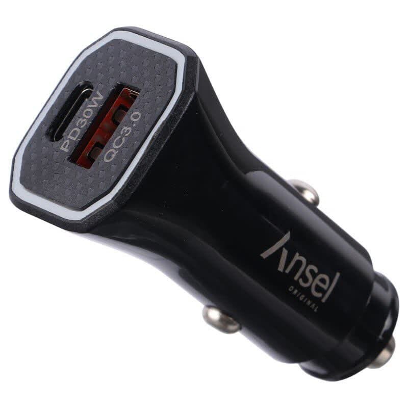 شارژر فندکی فست شارژ Ansel A-19 3.3A QC3.0 PD 30W