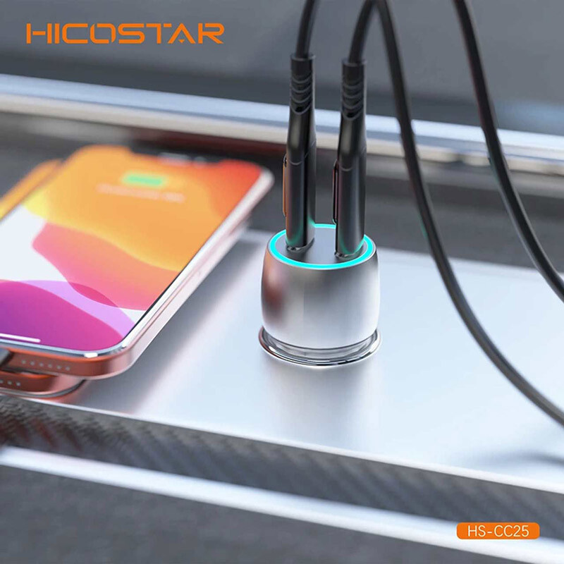 شارژر فندکی فست شارژ Hicostar HS-CC25 3A PD 20W