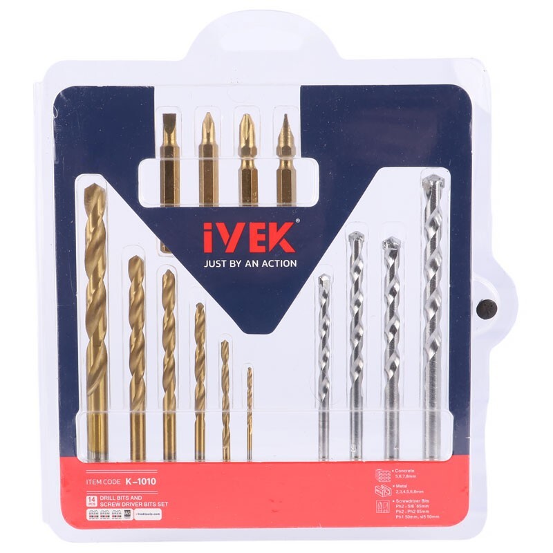 ست سری پیچ گوشتی و مته 14 عددی iVEK K-1010