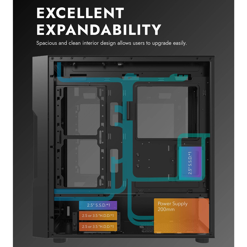 کیس کامپیوتر دارک فلش DarkFlash DK431 Glass