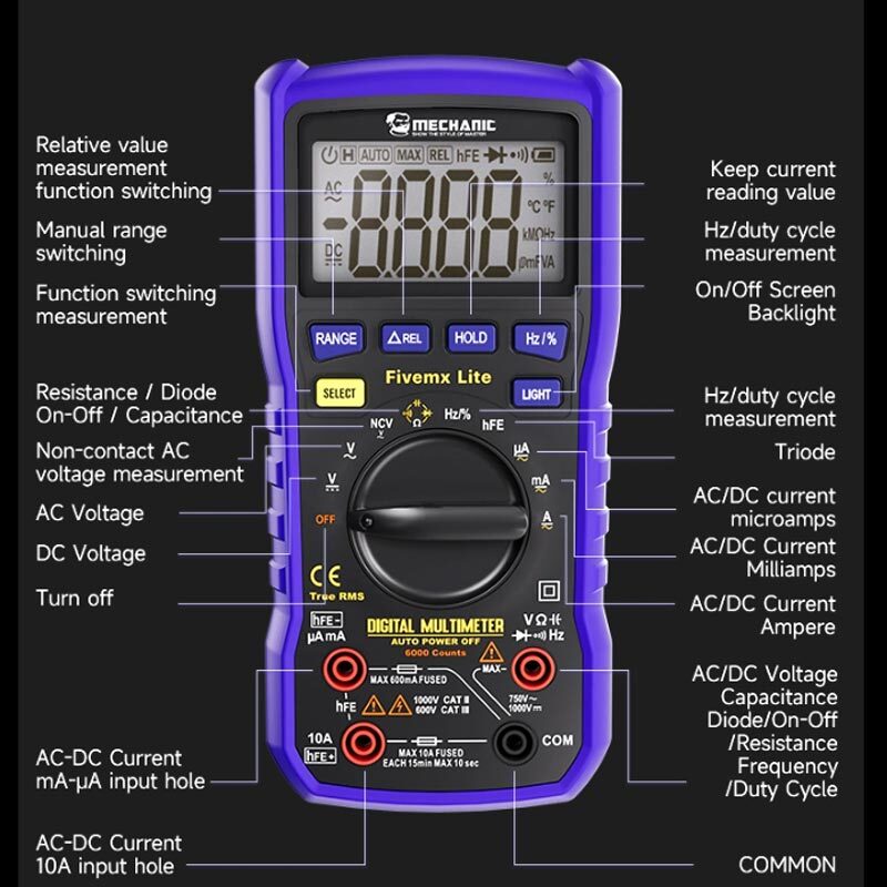مولتی متر دیجیتال Mechanic Fivemx Lite