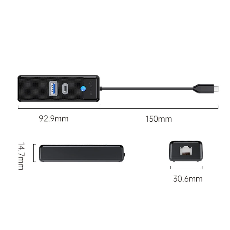 هاب 3 پورت Type-C اوریکو PWCUR-U3