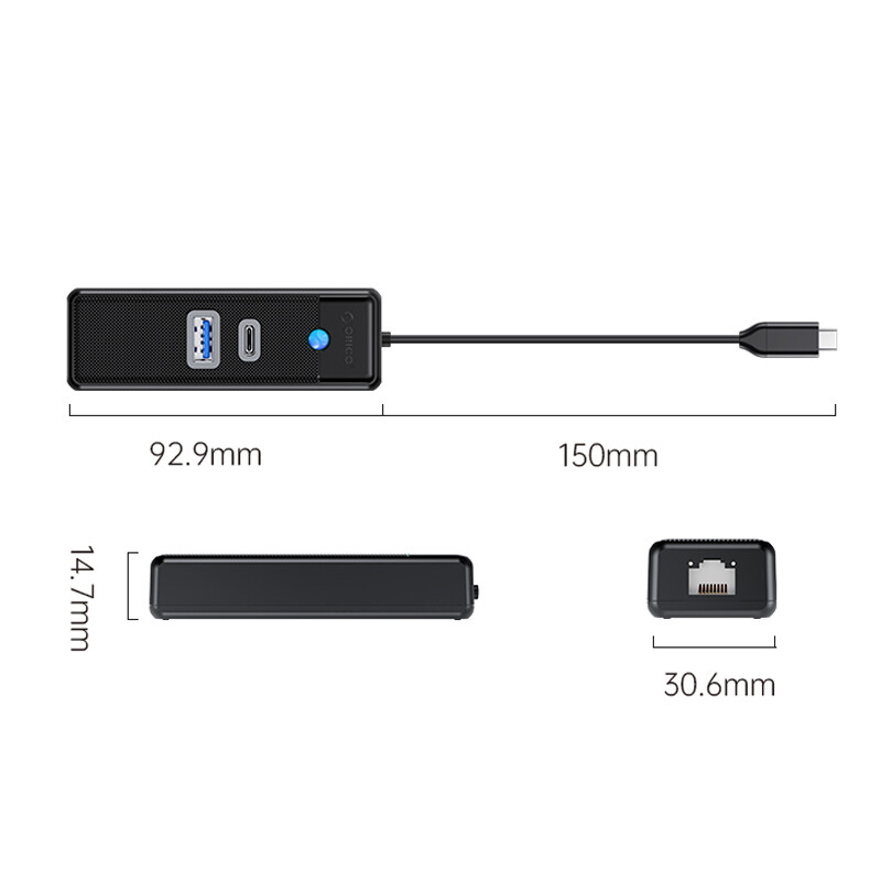 هاب 3 پورت Type-C اوریکو PWCUR-U3