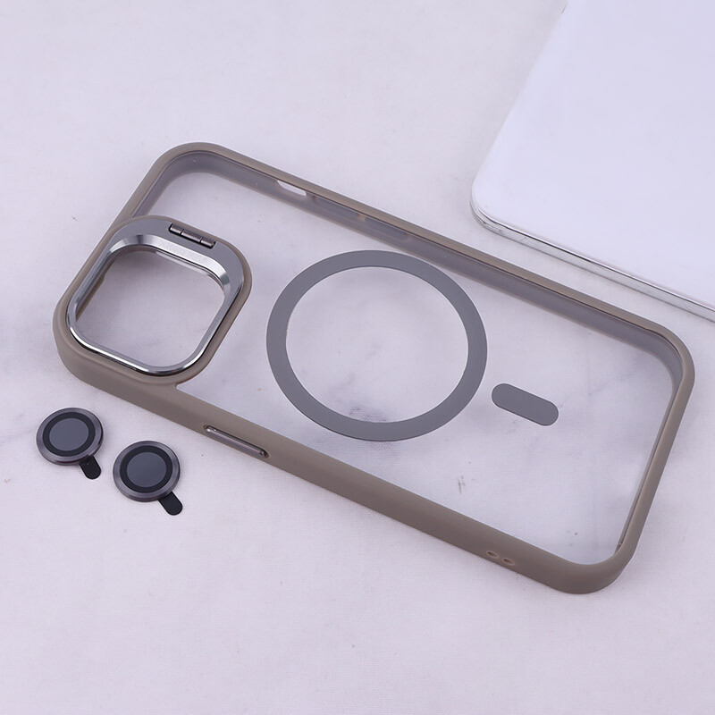 قاب PC مگ سیف آیفون iPhone 15 استندشو با محافظ لنز رینگی