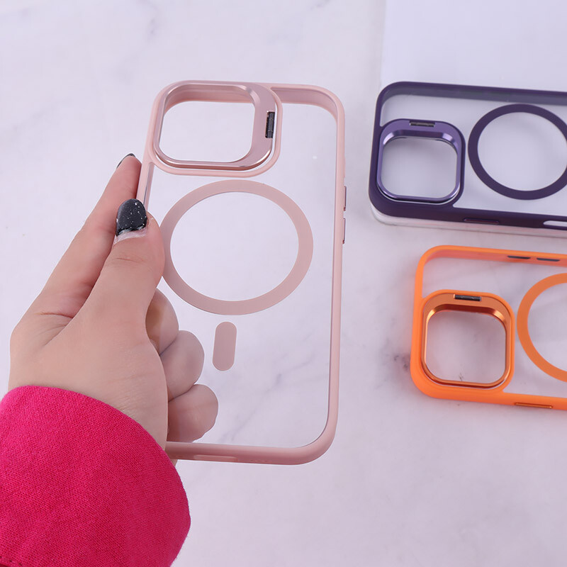 قاب PC مگ سیف آیفون iPhone 16 استندشو با محافظ لنز رینگی
