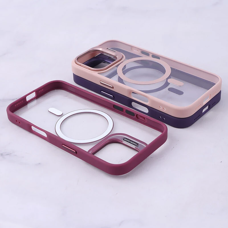 قاب PC مگ سیف آیفون iPhone 16 استندشو با محافظ لنز رینگی