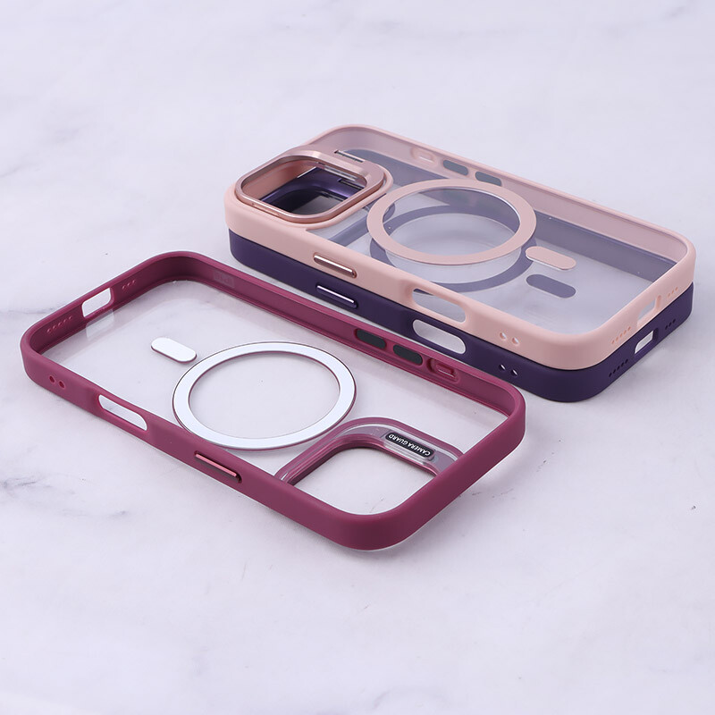 قاب PC مگ سیف آیفون iPhone 16 استندشو با محافظ لنز رینگی
