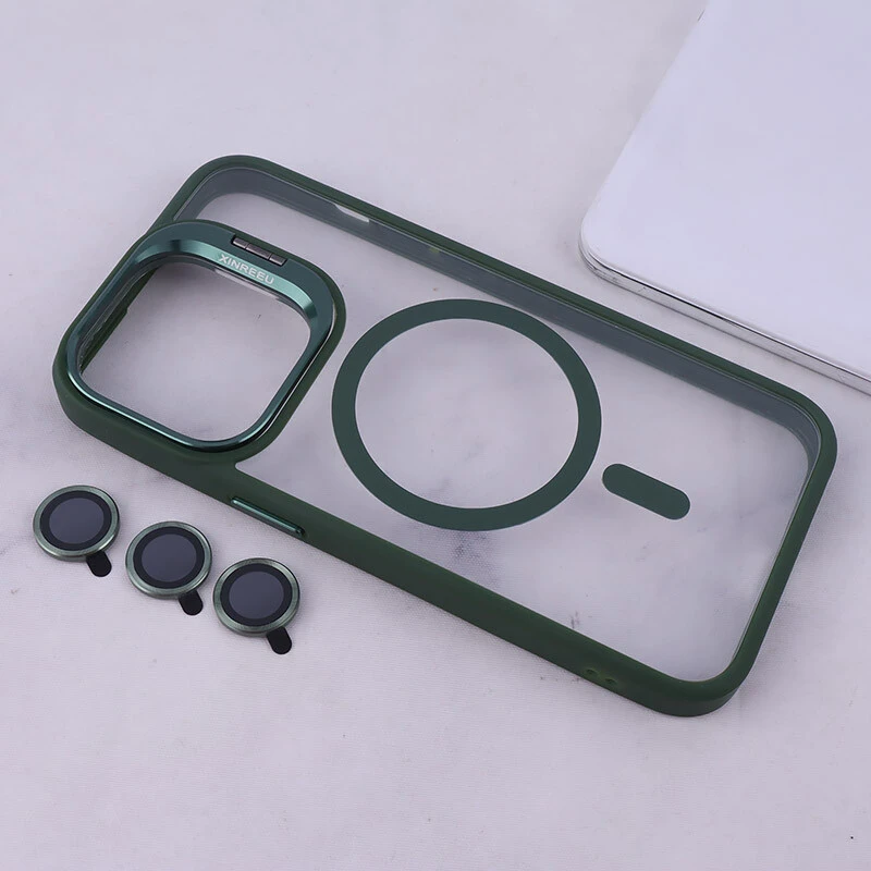 قاب PC مگ سیف استندشو با محافظ لنز رینگی آیفون iPhone 13 Pro