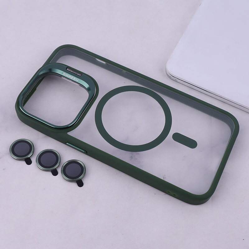 قاب PC مگ سیف استندشو با محافظ لنز رینگی آیفون iPhone 13 Pro