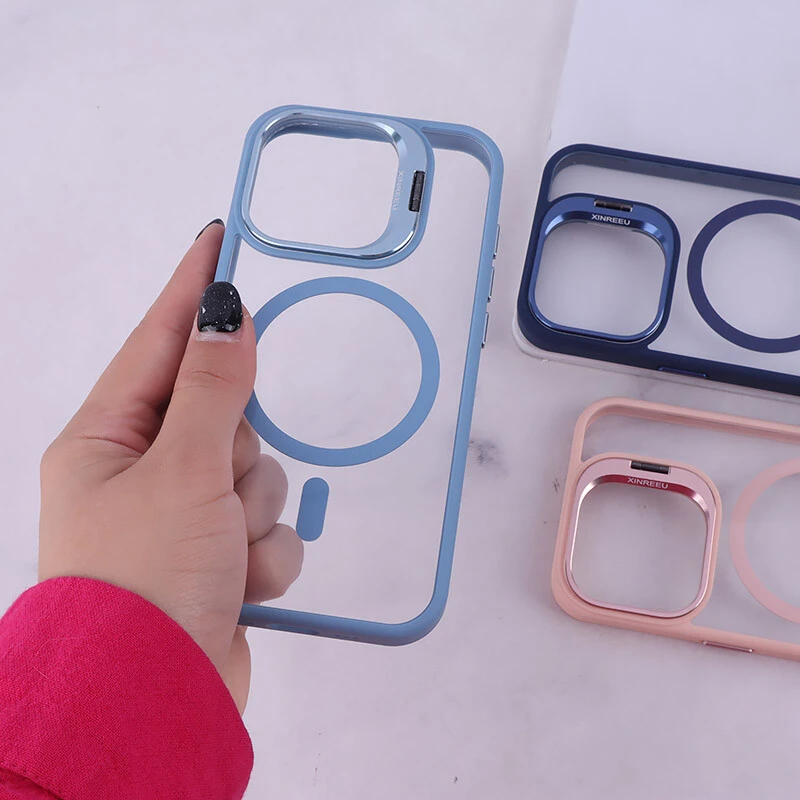 قاب PC مگ سیف آیفون iPhone 15 Pro استندشو با محافظ لنز رینگی