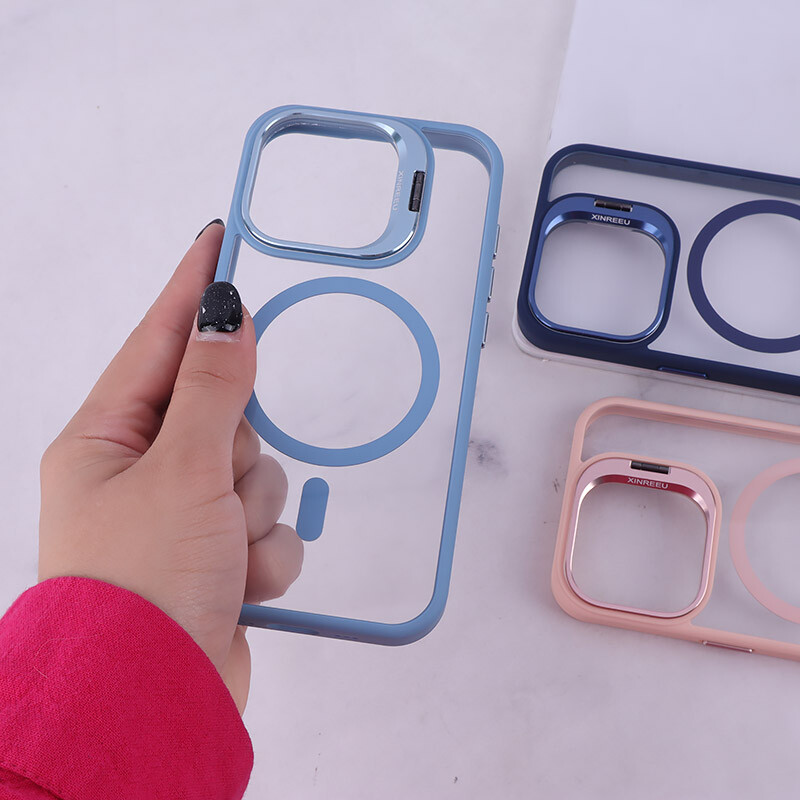 قاب PC مگ سیف آیفون iPhone 15 Pro استندشو با محافظ لنز رینگی