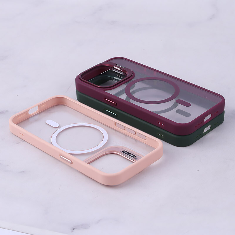 قاب PC مگ سیف آیفون iPhone 15 Pro استندشو با محافظ لنز رینگی