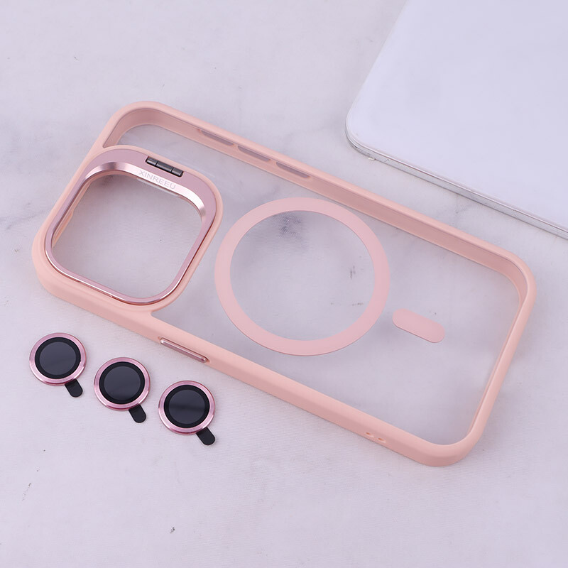 قاب PC مگ سیف آیفون iPhone 15 Pro استندشو با محافظ لنز رینگی