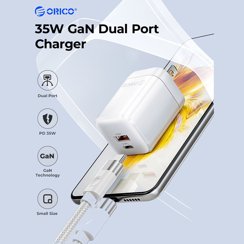 شارژر دیواری 35 وات اوریکو CR-35AC-C-US GaN QC3.0 PD 3A + کابل تایپ سی