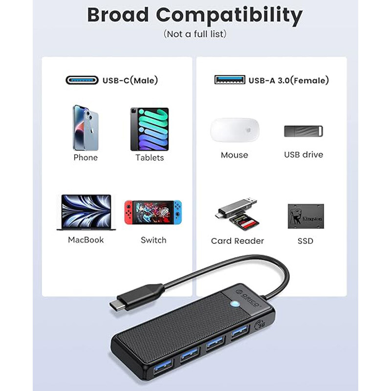 هاب 4 پورت Type-C اوریکو PAPW4A-C3